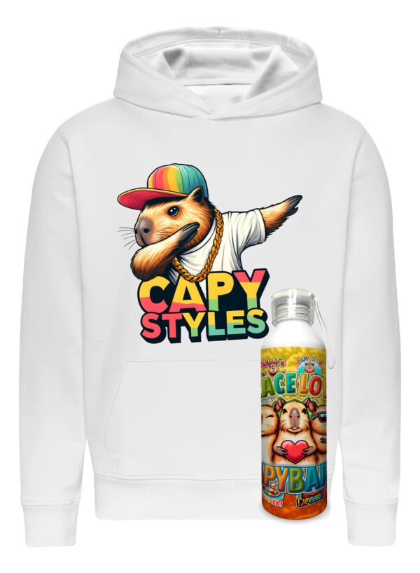 Poleron Capibara + Botella En Aluminio 750ml - Capy Style - Carpincho Honestidad Sinceridad - Estampaking - Imagen 8