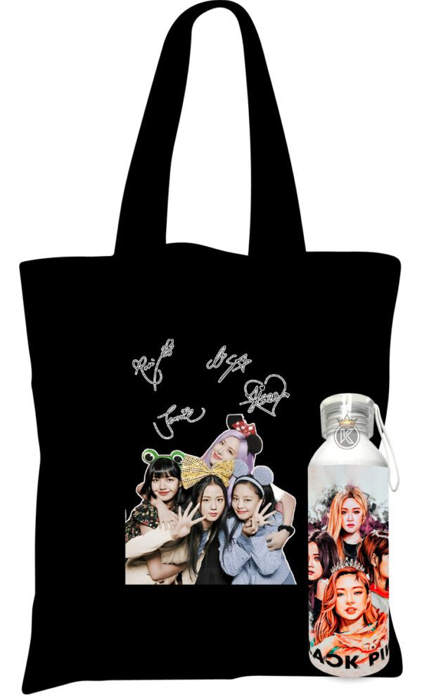 Tote Bag Bolsa Blackpink + Botella En Aluminio - Estampaking