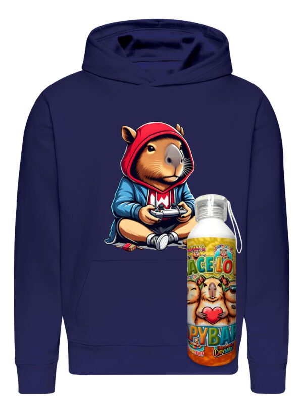 Poleron Capibara + Botella En Aluminio 750ml - Gamer Carpincho Honestidad Sinceridad - Estampaking