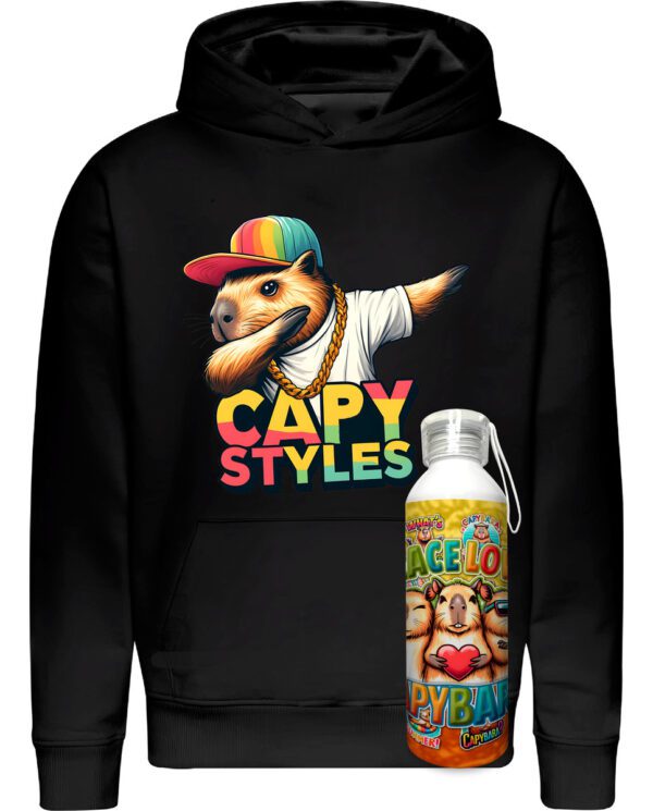 Poleron Capibara + Botella En Aluminio 750ml - Capy Style - Carpincho Honestidad Sinceridad - Estampaking - Imagen 5