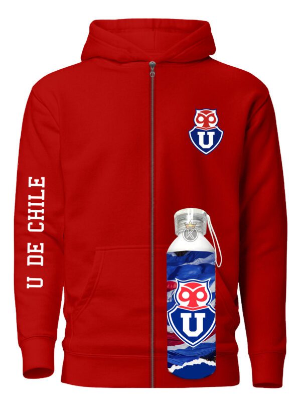 Poleron Con Cierre U De Chile + Botella En Aluminio 750ml - Futbol Chileno - Estampaking - Imagen 13