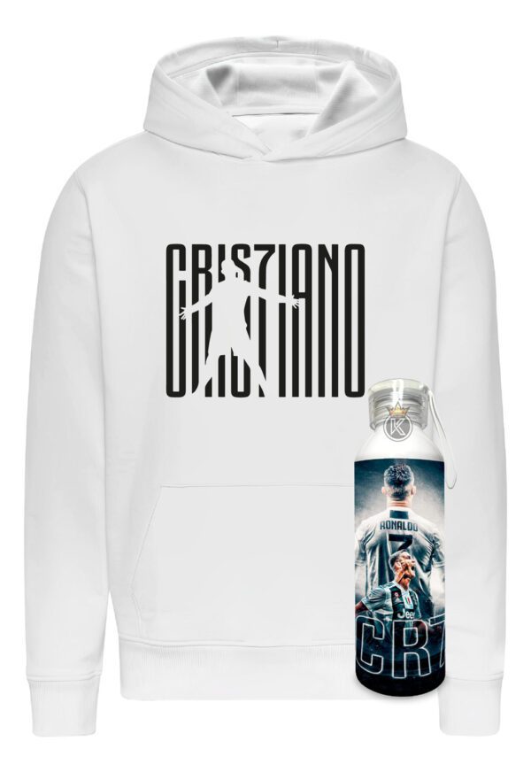 Poleron Cristiano Ronaldo + Botella En Aluminio 750ml - Cr7 - Futbol - Portugues - Jugador - Estampaking
